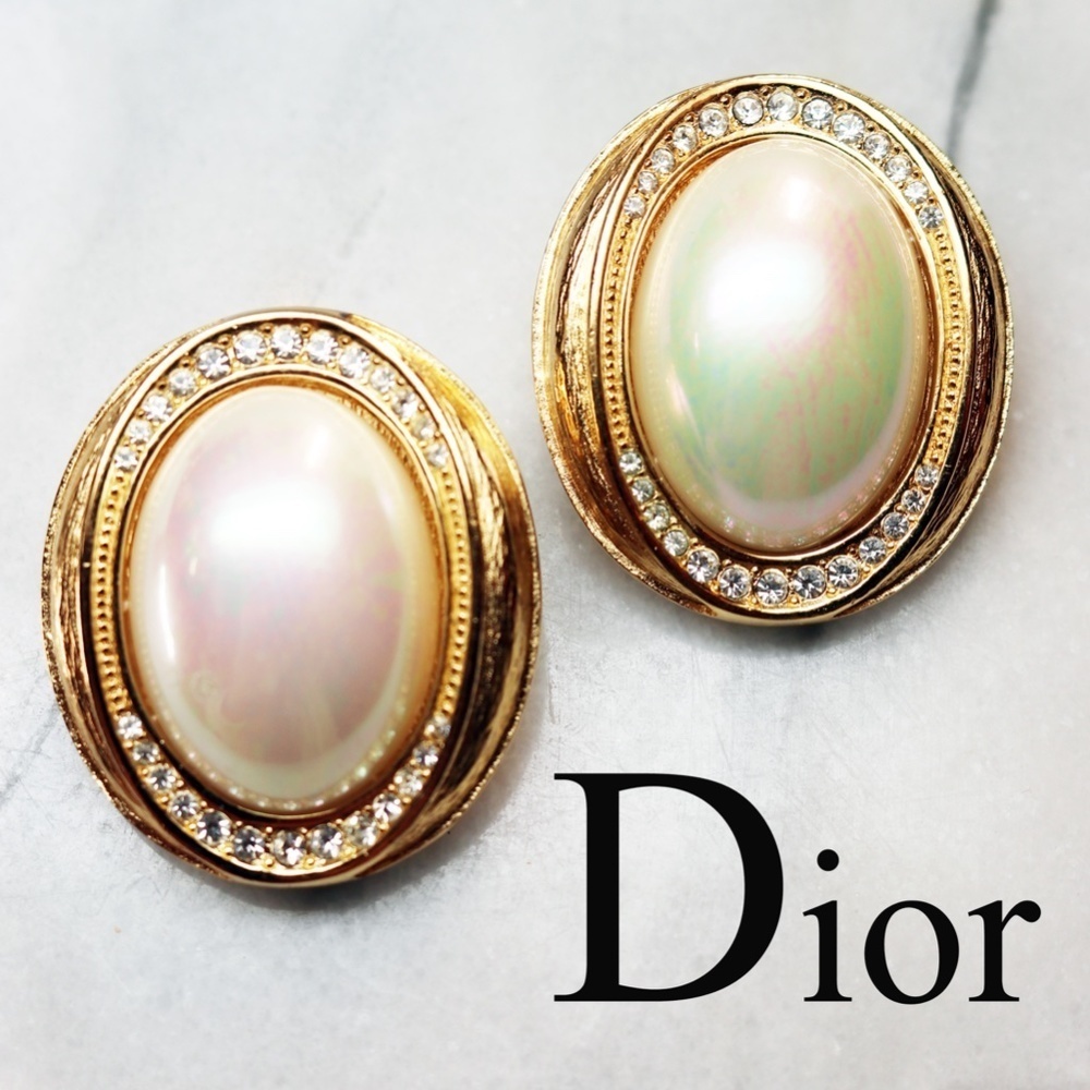 ⚜️ Vintage Christian Dior Pearl & Crystal Earrings